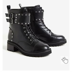 BLACK FAUX LEATHER STUDDED bootie